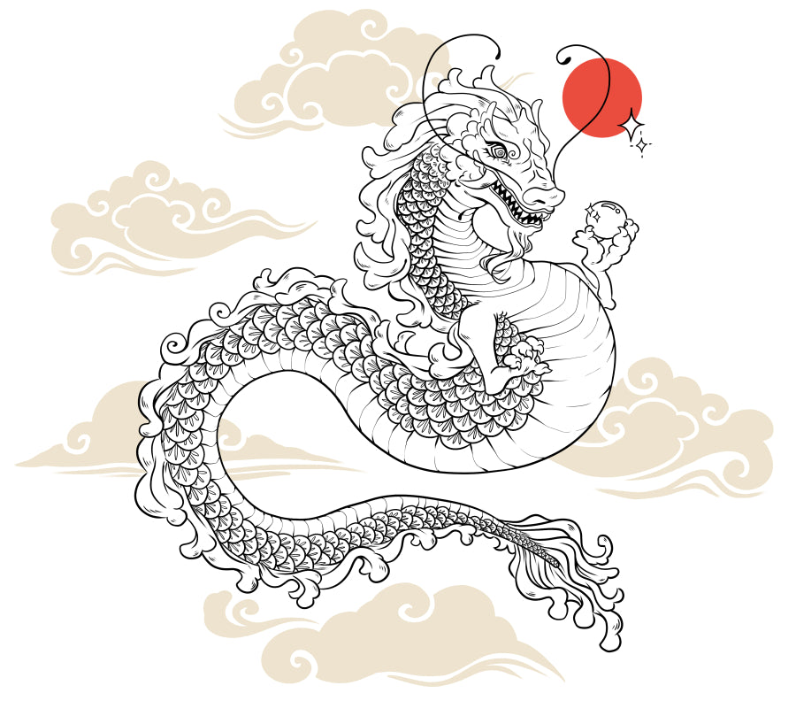 Red Moon Dragon Transparent Sticker